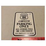 Route 66 Corvette Parking Sign