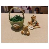 Cherished Teddies Collectibles 2 Figures & Basket