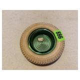 Pennsylvania White Tire with Green Glass Ash Tray