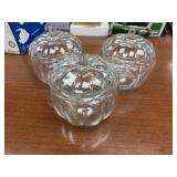 3 Glass Pumpkin 2 Piece Candy Dishes