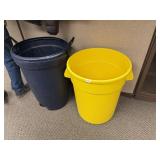2 Large Garbage Cans, 1 on Wheels