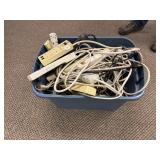 Tote of Misc Power Strips & Cords