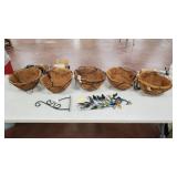 Hanging Baskets and Peacock Garden Art