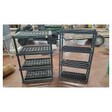 2 Plastic Shelving Units, 4 Shelves each