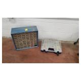 Vintage Blue Metal, Multi Bin Organizer & Hinged