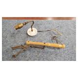 Antique Clay Pigeon Thrower & Light Fixture