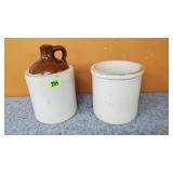 Stoneware Crock & Whiskey Jug