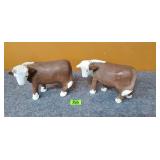(2) Hereford Cattle Figurines
