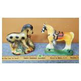 Pair of Vintage Ceramic Horses, one 1936