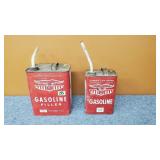 2 Gallon & 1 Gallon Vintage Gas Cans