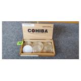 Glass Canning Jar Lids in Cigar Box