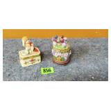 2 Vintage Hinged Lid Trinket Boxes