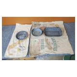 Vintage Feed Sacks, Enamelware
