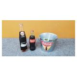 Vintage Coca-Cola Bottles & Decorative Tin Pail