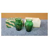 Pair of Green Anchor Hocking Small Posy Vases