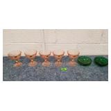Vintage Pink Luminark Glasses & Green Dishes