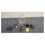 Assorted Die Cast Minitures & Glass Jar