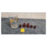 Disney Collector Glass & Ass't Sm. Buddha Statues