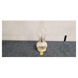 Vintage Ivory with Blue Florals Oil Lamp