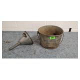 Vintage Metal Bucket & Funnel