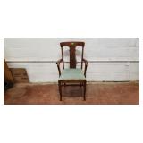 Old Wooden Arm Chair w/ Padded Seat