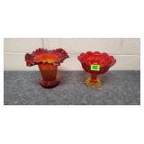Amberina Pedastal Dish & Vase