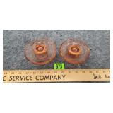 Vintage Pink Depression Glass Candlestick Holders