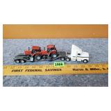 Toy Semi w/ 2 Case IH Tractors on Trailer