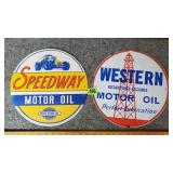 Speedway & Western Motor Oil Signs (Not Old)