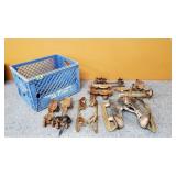 Several Vintage Ice Skates & Plastic Milk Crate
