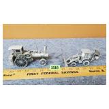 Case Steam Tractor & Deere Backhoe Pewter Toys
