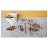 Vintage Foot Traps & Metal Pail