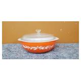 Pyrex Promo with Lid Holiday Pinecone Red/Orange