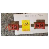 1959 Red License Plate Tab