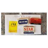 3 Antique Razor Blade Boxes Mostly Full