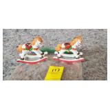 Pair of Rocking Horse Porcelain Candle Holders