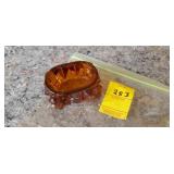 Antique Amber Glass Footed Salt Dish