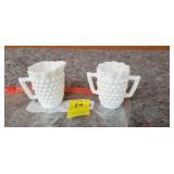 Miniature Milk Glass Cream & Sugar Hobnail