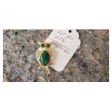Vintage Jade (?) Owl Broach