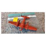 Old Metal Bomber 8 1/2" Wing Span, Rubber Tires