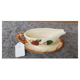 Vintage Gavy Boat with Attatched Plate & Ladle