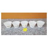 5 Vintage Milk Glass Dynaware Custard Cups