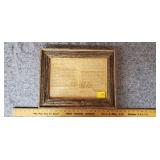 Wood Framed Copy of the Gettysberg Address