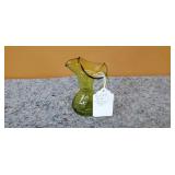 Mid Century Modern Crackle Glass Pitcher