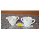 Marked Fenton Milk Glass Cream & Sugar