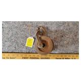 Antique Cast Iron Pulley with Hook