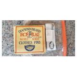 Full Box of Antique Clothes Pins Diamond Brand