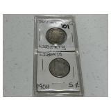 1907 & 1908 Liberty Nickel