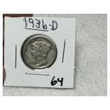 1936 D Mercury Dime