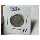 1936 Mercury Dime